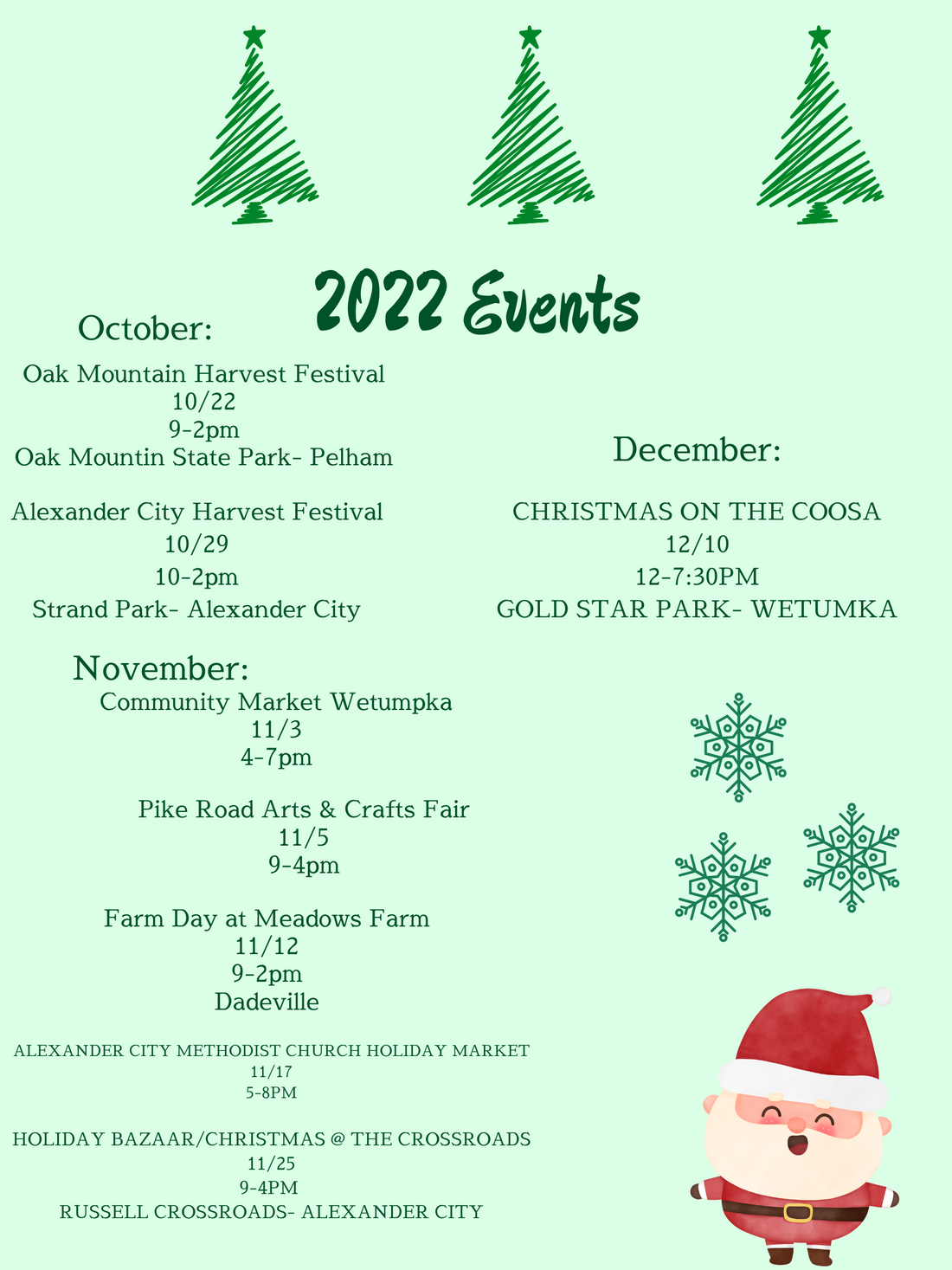 List of events for the rest of 2022!!